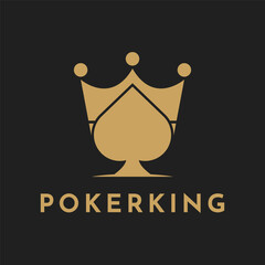 King Crown with Ace Spade for Game Card or Casino Poker Club logo design