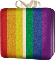 rainbow flag gift box with ribbon and bow