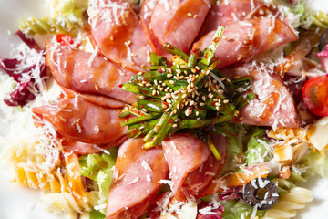 Ham, Vegetable Salad, Fusilli Salad