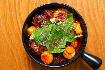 Spicy stir-fried sundae, Korean food 