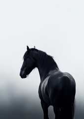 Fototapeta na wymiar A horse in the fog. Generative AI