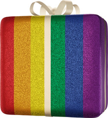 rainbow flag gift box with ribbon and bow