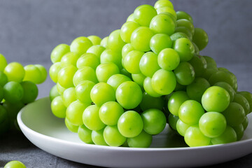 Shine Muscat, Green grapes on marble background	