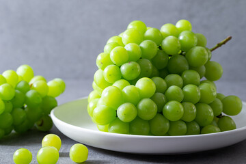 Shine Muscat, Green grapes on marble background	