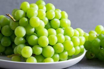 Shine Muscat, Green grapes on marble background	