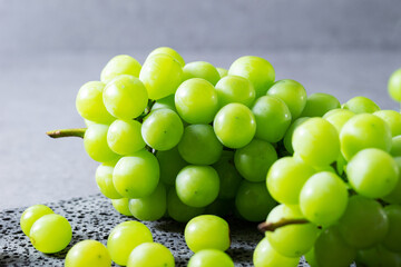 Shine Muscat, Green grapes on marble background 