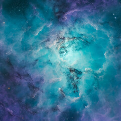 Fototapeta na wymiar Purple and blue nebula in a field, in the style of detailed textures. Generative Ai. 