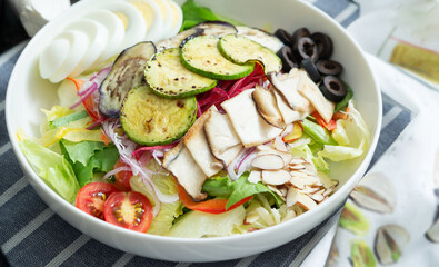 vegetable salad with cheese and olives