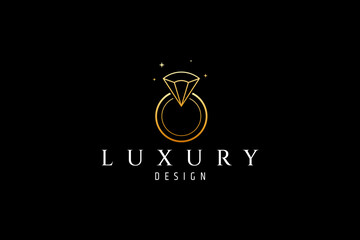 luxury gold diamond ring for jewelry logo design