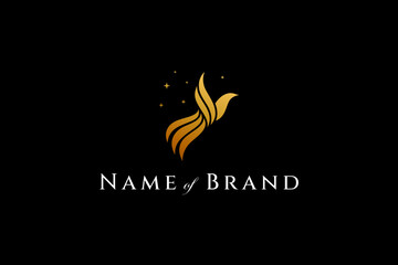 flying bird logo in elegant gold color