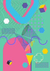 Vintage abstract geometric shapes template. Geometrical graphic background for poster, book cover, Newsletter, Social Media backdrop.