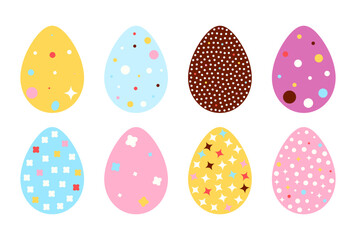 easter eggs set isolated flat vector