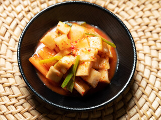 Korean spicy pickles dish , radish kimchi