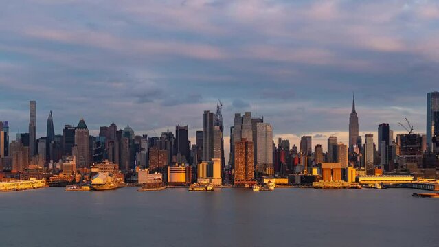 New York City midtown skyline time lapse
