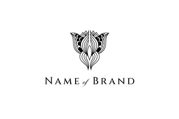 lotus zentangle vector art, flower doodle, abstract lotus flower logo