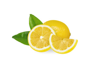 Closeup fresh lemon fruit isolated on white background, food and healthy concept