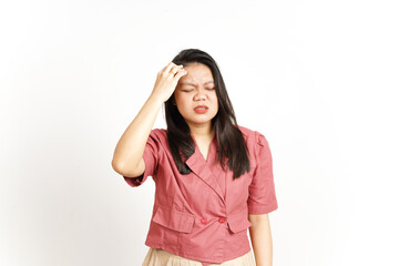 Suffering Headache Gesture Of Beautiful Asian Woman Isolated On White Background