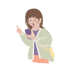 指をさす　ひらめく　スマホ　調べる