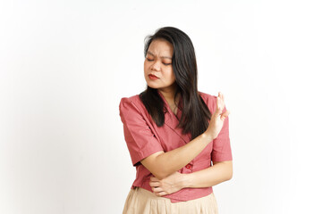 Fototapeta premium Stop Rejection Gesture Of Beautiful Asian Woman Isolated On White Background