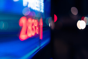 Financial stock exchange market display screen board on the street