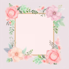 Pastel pink spring flower frame, Birthday, Mother's Day, Generative AI