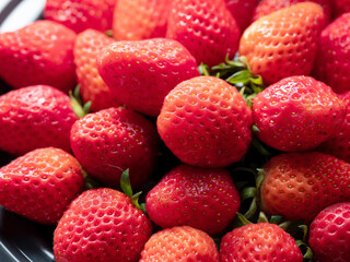 close up of fresh strawberries