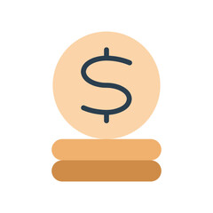 Cost flat icon for cost per hour, expense, business and finance, fee, legal, price, coin, dollar, charge logo