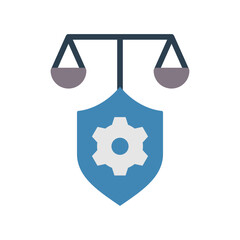 Trial flat icon for judge, law, balance, court, scale, scales, ethical, business and finance, lawyer, laws logo	