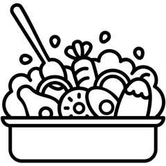 Salad Icon. Healthy Vegan Ingredients Symbol. Line Icon Vector Stock