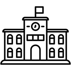 school icon. city building symbol. line icon vector stock
