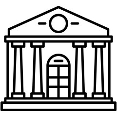 Bank Icon. City Building Symbol. Line Icon Vector Stock