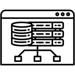 Database app Icon. Big Data Technology Symbol. Line Icon Vector Stock