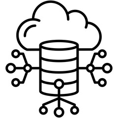 Big data Icon. Cloud Database Symbol. Line Icon Vector Stock