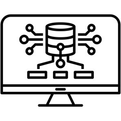 Database app Icon. Big Data Technology Symbol. Line Icon Vector Stock