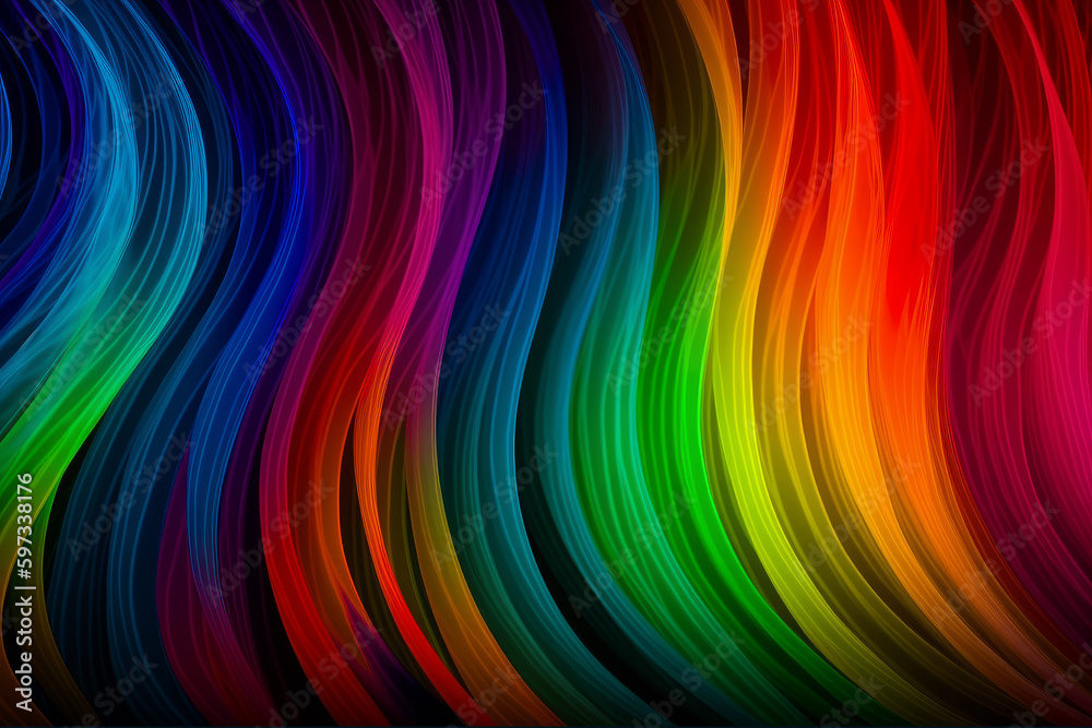 Fototapete hipster abstract multicolored wavy lines futuristic background. 3d rendering