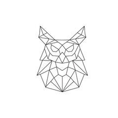 owl head geometry logo vector illustration isolated on white background
