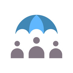 Protected flat icon for care, umbrella, employee, people, insurance, law, labour, business and finance, legal logo	