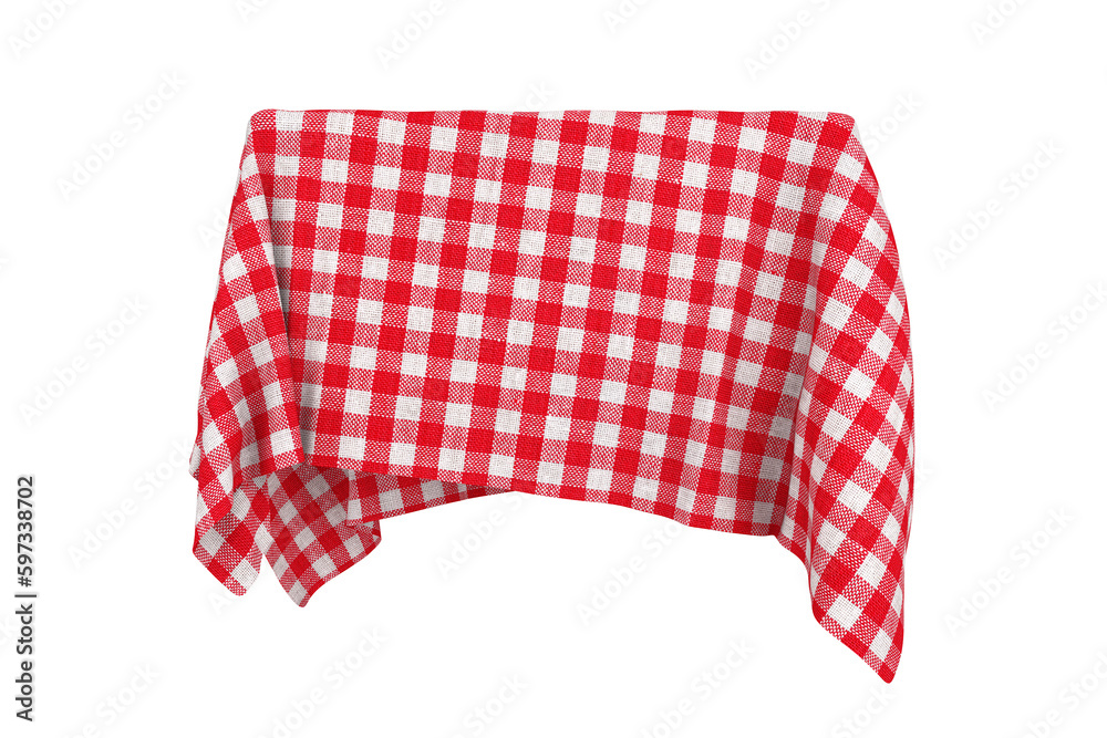 Leinwandbilder surprise, award or prize concept. hidden object covered with red checkered tablecloth texture fabric
