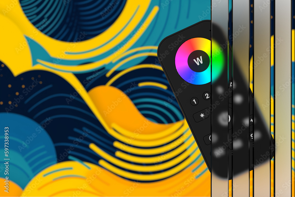 Poster Infrared Remote Lighting Control for RGB Led Lamp or RGB Strip behind of Glass Panels. 3d Rendering