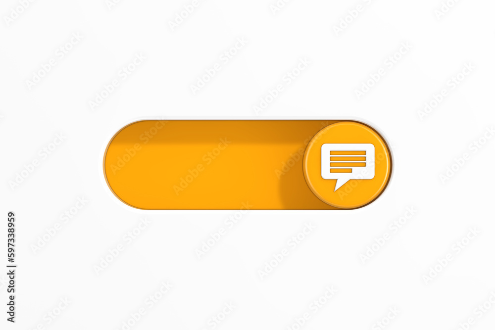 Poster yellow toggle switch slider with message bubble icon. 3d rendering