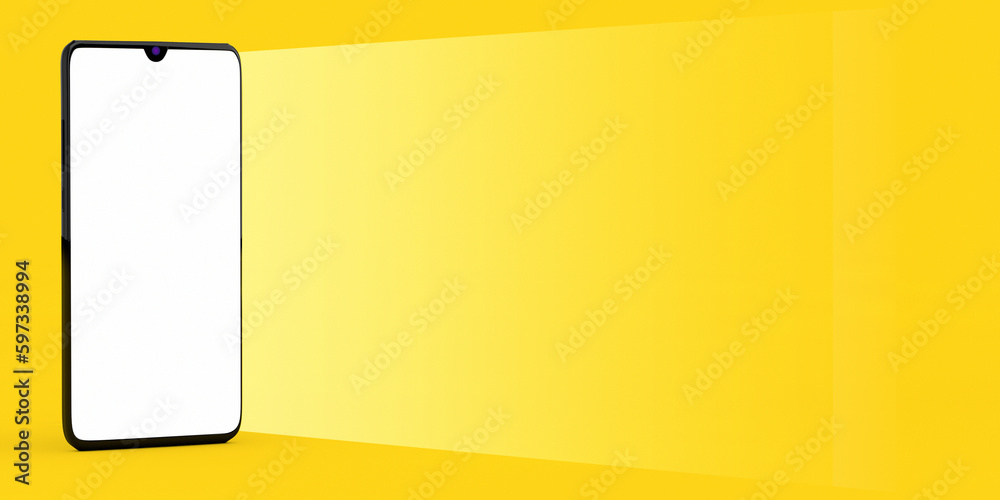 Fototapete modern mobile phone mockup with blank space for your design in shape of watch screen light. 3d rende
