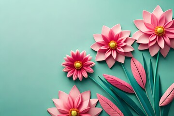 Craft paper flowers floral bouquet, pink tulip Generative AI