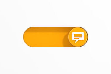 Yellow Toggle Switch Slider with Message Bubble Icon. 3d Rendering