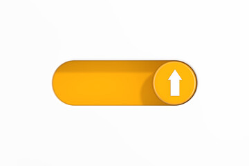 Yellow Toggle Switch Slider with Arrow Up Direction Icon. 3d Rendering