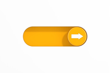 Yellow Toggle Switch Slider with Arrow Right Direction Icon. 3d Rendering