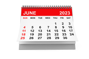 Calendar June 2023. 3d rendering