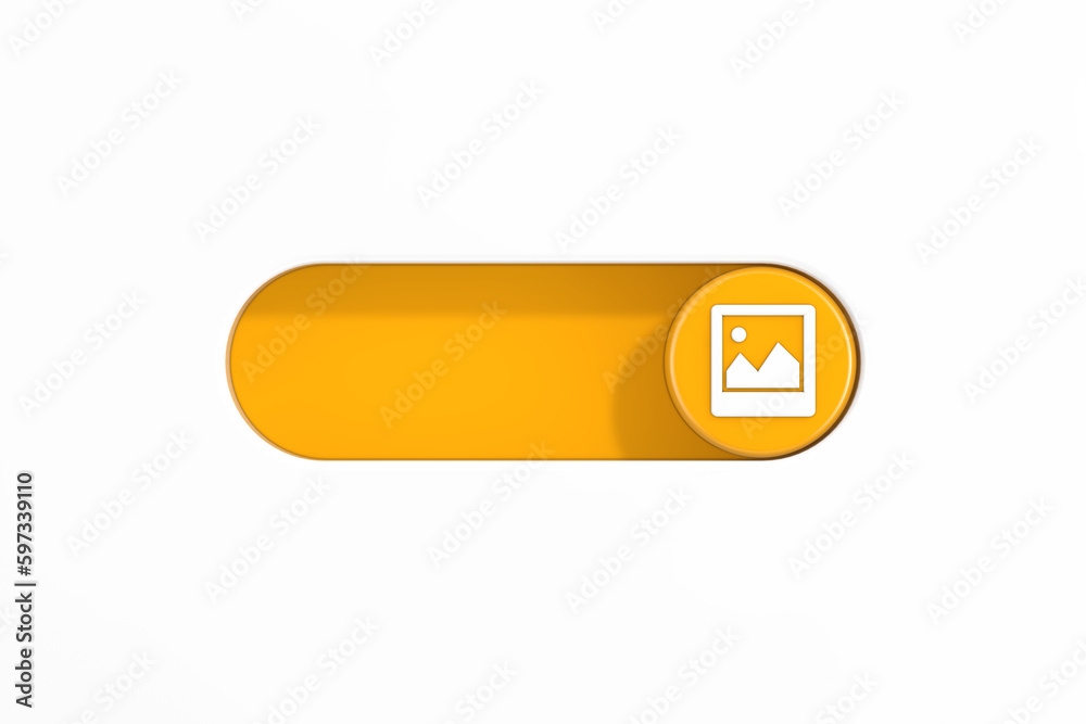 Fototapete yellow toggle switch slider with picture or photo frame icon. 3d rendering
