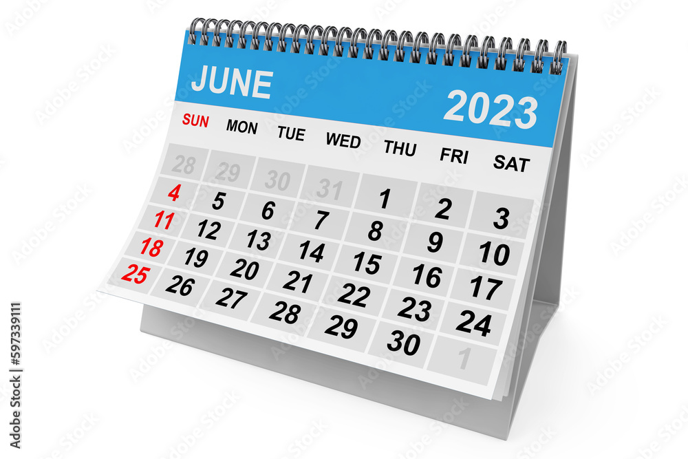 Aufkleber 2023 year june calendar. 3d rendering