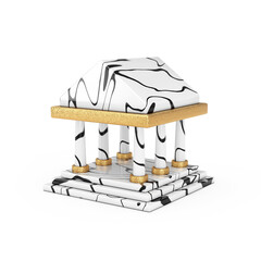 Cartoon Ancient Greece Architecture Law, Bank or Pantheon Columns Building Icon. 3d Rendering