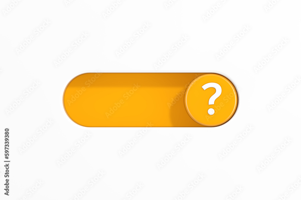 Poster yellow toggle switch slider with question mark icon. 3d rendering